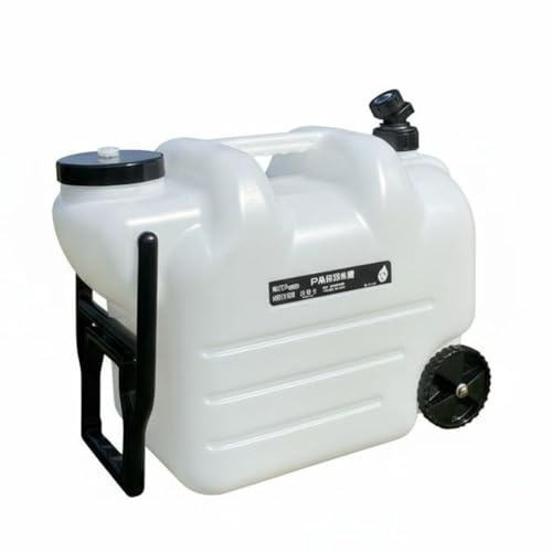 MotiveTech Tanque de Agua Rodante 28L Gran Capacidad Bidón de Agua con Ruedas y Grifo Tipo Alimenticio para Entusiastas Del Aire Libre, Blanco