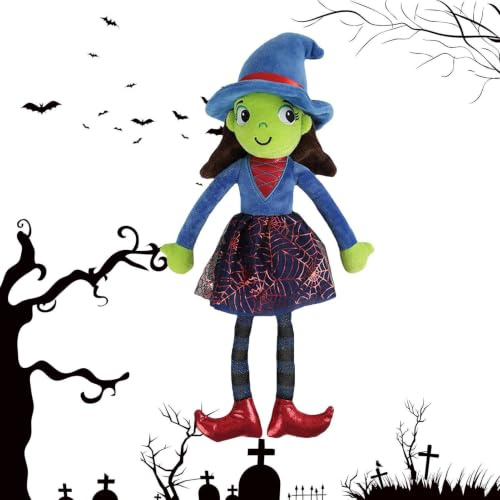 Witch Puppe – 15,75 Zoll Cute Little Witch Plush Toy | Halloween Soft Stuffed Ornament | Room Decor Creepy Cuddly Scary Gift For Girls. Pp Cotton, 40cm, Perfect For Party Sofa Bed Decoration.