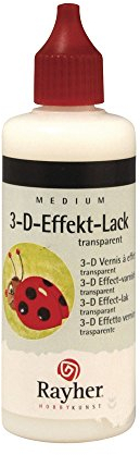 Rayher 3D Effekt-Lack, transparenter Lack auf Wasserbasis, säurefrei, Flasche 100 ml, für dreidimensionale Effekte, Schutzlack, auch zum Hervorheben einzelner Details, 38627000