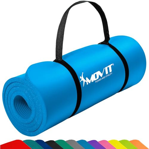 MOVIT Gymnastikmatte, hautfreundlich und phthalatfrei, in 3 Größen und 12 Farben - Auswahl: 190cm x 60cm x 1,5cm in himmel-blau