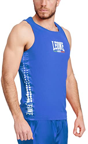 LEONE 1947, Boxweste, Männer, Unisex-Erwachsene, Ärmellos, Tank, Blau, M, Sommer, Pull-On