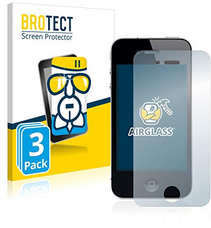 BROTECT (3 Stück Schutzglas für Apple iPhone 4 / 4S Schutzfolie Made in Germany Panzer Folie Glas Displayschutz [Kratzfest 9H, Anti-Fingerprint]