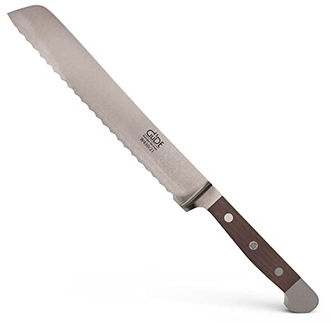 Güde W430/21 Solingen-Coltello da Pane forgiato, 21 cm, Legno di Noce, Alpha-Walnut-Doppio Collarino, Fatto a Mano in Germania, Chrome Steel