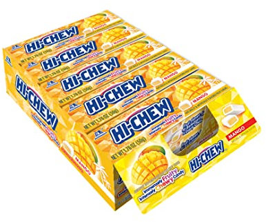 15 x 50g Hi-Chew Juicy Mango Flavour Fruit Chews Sweets - Japanese Sweets With Natural Flavourings - 1.76 Ounce, 15 Count, 750 grams