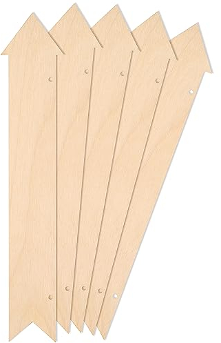Creative Deco 5 x Große Holzzeiger Wegweiser Pfeil Anhängers | 30 x 6-4,5 cm | Blanko Holzschild zum Aufhängen | Holzbrett Ausschnite für Dekorieren Geschenk & Decoupage | Holz Türschild Schild
