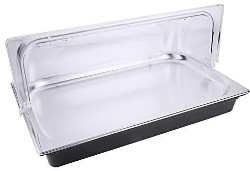 Contacto GN 1/1 Kühlsystem, schwarz komplett mit Abdeckhaube, L54 x B34 x H30 cm, vier Kühlakkus, mit Tablett GN 1/1 20 mm aus Edelstahl 18/10