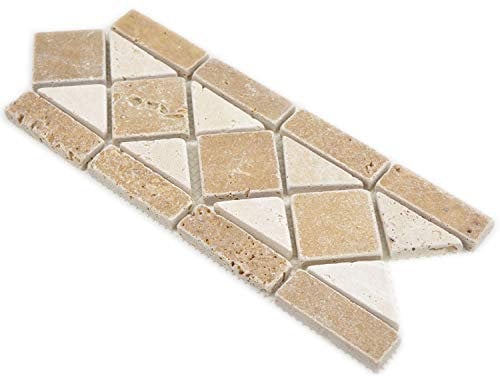 Bordo in pietra naturale a mosaico, travertino beige noce per parete bagno cucina