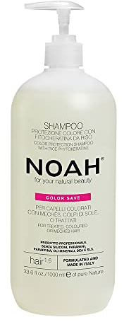 Noah Natural Color Protection Hair 1.6 Shampoo für behandeltes, gefärbtes oder meches Haar mit Reis-Phyto-Keratin, vegan, tierversuchsfrei, ohne Parabene und Silikone, pflanzliche Formel, 1000 ml