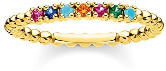 THOMAS SABO Ring Kugeln farbige Steine gold vergoldetes Silber TR2323-488-7-50