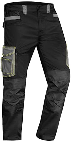 ACE Genesis Herren-Arbeits-Hose lang - Männer-Cargo-Hosen für die Arbeit - Stretch-Bund & Knie-Taschen - Schwarz - 58