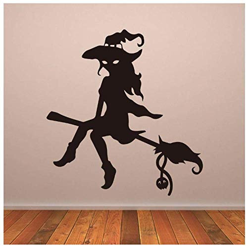 Witch Broom Pattern Wall Stickers On Living Room Decoration Wallpaper Vinyl Art Decal Windows Holiday House Mural 57X60Cm