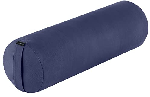 Retrospec Sequoia Yoga Bolster Pillow - Meditation Cushion for Yoga Practices - Includes Machine Washable 100% Cotton Cover & Durable Carry Handle; Round, Midnight