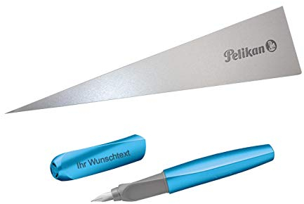 Pelikan Füllhalter Twist P457, Frosted Blue (Eisblau), mit Laser-Gravur