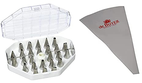 DE BUYER -2114.20 -coffrets 26 douilles inox+adaptateur & 4856.40N -poches patissieres reutilisables 40cm