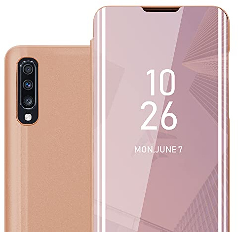 Cadorabo Hülle kompatibel mit Samsung Galaxy A70 / A70s Schutzhülle TPU Silikon Case 360 View Spiegel, Slim Kratzfest Weiche Gummi mit Rundumschutz Cover Hülle für Galaxy A70 / A70s in Pink