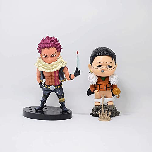 Mimimiao One Piece Charlotte Katakuri Sir Crocodile 14cm / 5.5inch Childhood Q-Version Puppe Lustiger Look Anime-Charakter-Modell/Statue PVC-Figuren Animationssammlung/Spielzeug/Geschenke/Deko