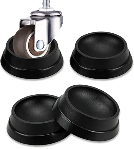 FERCAISH Lot de 4 Patins antidérapants en Caoutchouc pour roulettes de Meubles, Protections de Sol Rondes à Forte adhérence pour Roues de Berceau, Pieds de Table de Meubles (Noir)