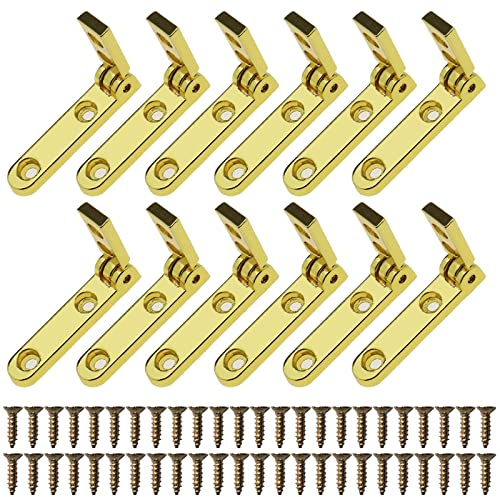 EMSea 12 Piezas Bisagras Pequeñas Bisagras para Joyero Bisagra Plegable de 90 Grados con Tornillos de Montaje Bisagras para Caja de Bolígrafos de Aleación para Cajas de Madera Oro