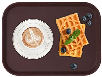 Vassoio Rettangolare Antiscivolo,Marrone Piatti Quadrati 25 X 35cm,Piatti Decorazione Quadrata Rettangolo Premium Vassoio,per Caffè, Tè e Colazione,Casa, Ristorante, Hotel, Bar