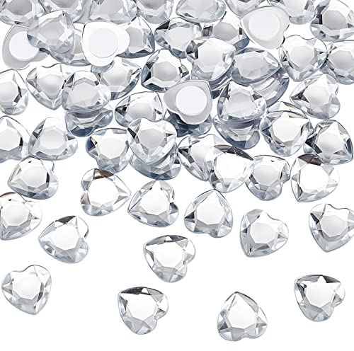 FINGERINSPIRE 60 Stück 25 mm Herzform Acryl Strass Steine Klare Selbstklebende Kristalle Bling Strass Aufkleber mit Behälter, Große Kristalle Strass mit Flacher Rückseite, Valentinstag Juwelen