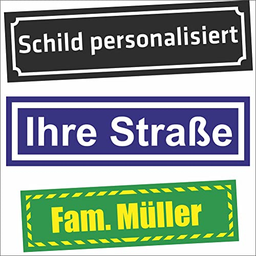 INDIGOS UG - WUNSCHTEXT Schild - 100x16cm - AluDibond 5 Größen - personalisiert Text - Straßenschild - Namensschild - Hausnummer - Garage, Hotel, Parkplatz, Schule, Carport, Firma - individuell