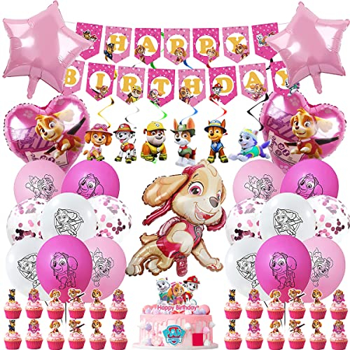 Paw Dog Patrol Geburtstag Deko, Taozoey Geburtstag Dekoration Set, Geburtstagsdeko Mädchen, Hund Patrol Luftballon, Kindergeburtstag Deko, Latex Balloon, Folienballon Geburtstag Dekoration