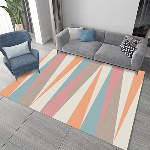 Kunsenteppiche fürs kinderzimmerwohnzimmer teppichWohnzimmer Teppich rosa blaues geometrisches Muster moderner Stil schmutzabweisend und rutschfestteppich schlafzimmer140X200CM