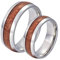 Gualiy Freundschaftsringe Wolfram, Verlobungsringe Eheringe Paar 8mm Silber Ring Einlegen Holz Damen 60 (19.1) + Herren 67 (21.3)