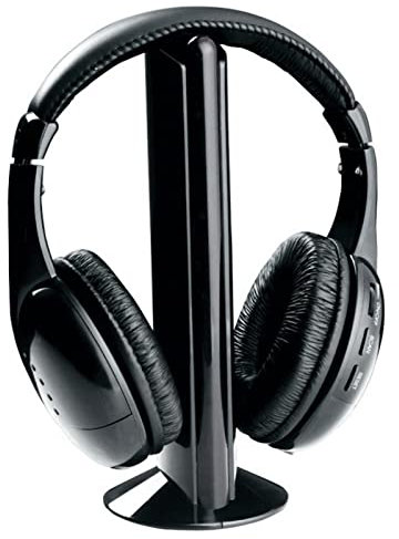 Casque sans fil, casque supra-auriculaire avec microphone, son stéréo, radio FM, PC, TV, émetteur pour ordinateur portable, noir