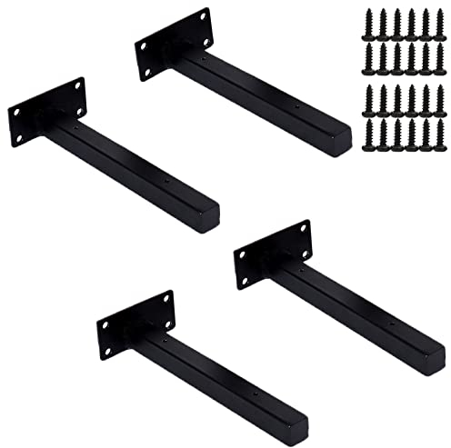 Wandregal Halterung Retro, 4 Stück Schwerlast, Weiss/Schwarz Regalhalterung Metallstahl Unsichtbar Bodenträger, Für Wandmontage Regalhalter, Garten/Bücherregale/Bad/Küche, 150-400mm (Color : Black,