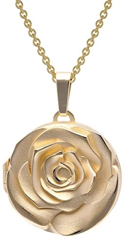 trendor Halskette mit Rosen-Medaillon Gold auf Silber 925 Halsschmuck für Damen, zauberhaftes Schmuckstück für Frauen, schöne Geschenkidee, 15068-45 45 cm