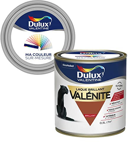 Ma Couleur Sur-mesure par Dulux Valentine – Peinture Laque Glycéro - Grande résistance pour boiseries et ferronneries - Brillant TERRE ROUGE INTENSE 0,5 L