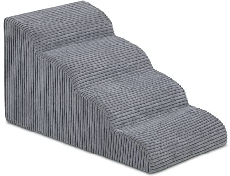 Mesa - Escaleras y escalones para perros de limón para camas altas, 4 pasos de espuma de alta densidad impermeable para perros y gatos pequeños, escaleras de mascotas con funda extraíble lavable para