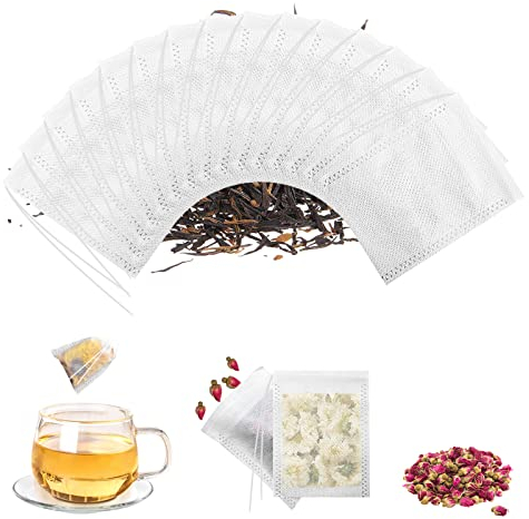 Relota 600 stück Teebeutel für Losen Tee, Teefilter 7 x 9 cm Filterbeutel Tee mit Kordelzug Verschluss, Teefilterbeutel zum Selbstbefüllen für Losen Tee, Gewürze, Kaffee, Kräuterpulver(Weiß)