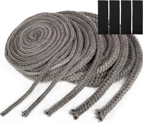 YOCCEK Ofendichtschnur Ofendichtung Kamindichtung Feuerfest Glasfaserschnur Türdichtung für Kaminofen Kamin Smoker Grill Rohrisolation Revisionsklappen Abdichten (Φ 14mm x 2.5m)