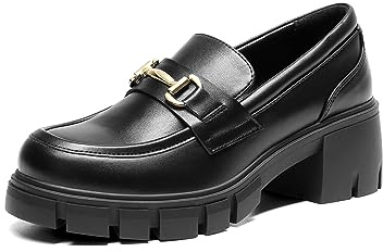 DREAM PAIRS Loafer Damen Bequeme Business Schuhe | Modisches Design, 5,5 cm Plateauabsatz, Gepolsterter Kragen, Weiche 5 mm Einlegesohle, Rutschfeste Sohle, Vielseitiger Stil