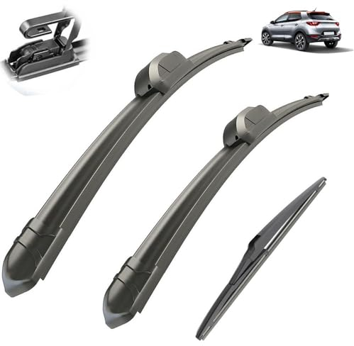 Limpiaparabrisas de coche compatible con KIA Stonic 2016-2021, limpiaparabrisas trasero delantero de coche, limpiaparabrisas de goma suave, parabrisas automático de 26 pulgadas, 16 pulgadas, 11 pulgad