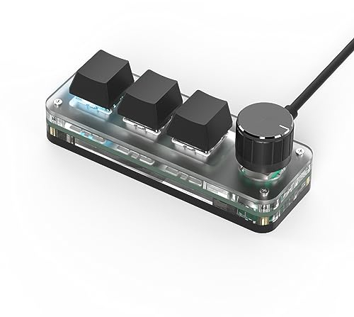 BRIMFORD Mechanische Makro Gaming Tastatur - Programmierbare Custom Tastatur mit Hot-Swap, RGB Beleuchtungsdock, Kabelgebunden für Windows & Mac (Schwarz, 3 Tasten/1 Knopf)
