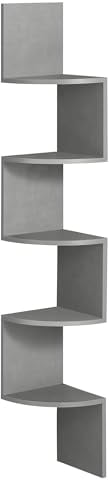 VASAGLE Eckregal, Wandregal 5 Ebenen, Schweberegal für Bücher, Bücherregal, Pflanzenregal für Schlafzimmer, Wohnzimmer, Badezimmer, Homeoffice, Taubengrau