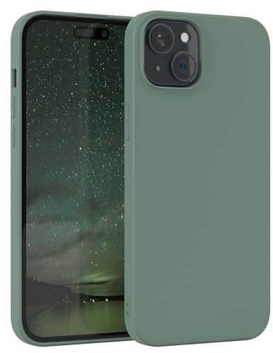 EAZY CASE - Silikonhülle für iPhone 15 Plus Hülle Silikon Case Dunkelgrün weich stoßfeste Handyhülle Schutzhülle mit Kameraschutz Dünn Premium Schutz Cover TPU Phone Bumper in Mitternacht Grün Matt