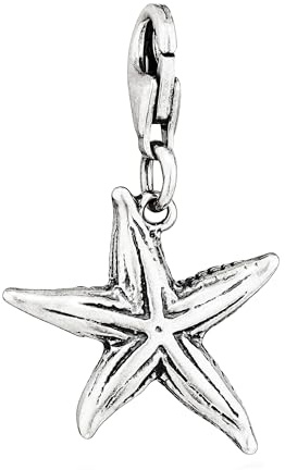 NKlaus Anhänger-Charm Seestern aus 925 Silber, 17x15mm, 2,25g, 1 Stück | Antik-Finish; Als Amulett oder Talisman tragbar