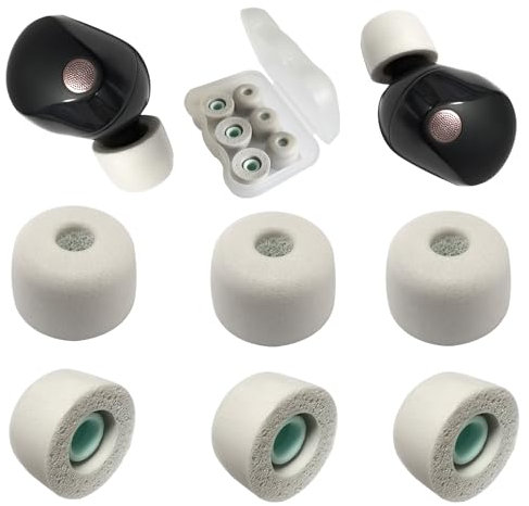 Memory Foam Eartips for Sony WF-1000XM5 Filter Screen Foam Tips for WF-1000XM5 WF-1000XM4 Earbuds Case, 3 Pairs Large Gray