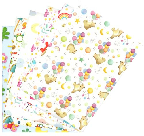 ARKRAFT Geschenkpapier Set 6 Bögen XXL Format 90 x 65 cm Verpackung ohne Plastik (Baby)