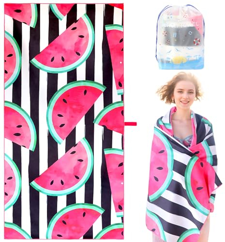 LEcylankEr Strandtuch XXL 180x90 Strandtuch Mikrofaser für Herren Damen Anti-Sand Schnell Trocknend Strandhandtuch Groß für Strand/Poolside/Strandstuhl (Wassermelone)