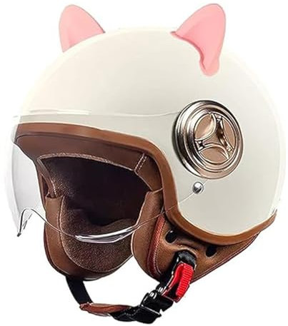 QJWMatic Casco da Moto per Bambini, Casco da Scooter, Casco Jet con Visiera Parasole, Casco da Scooter, Casco da Ciclomotore per Ragazze G,54-61CM