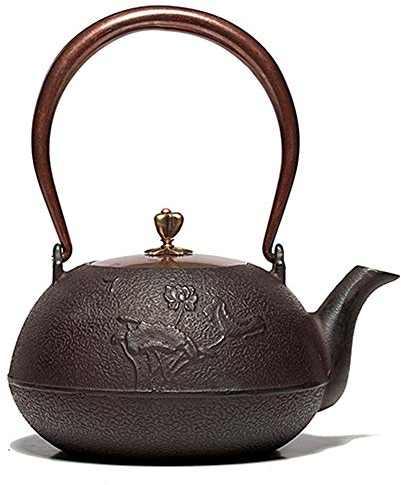 AJIEYMXG Cast Iron Teapot Household Large Capacity Electric Ceramic Stove Kettle 1200 Ml Black Cast Iron Teapot for Green Tea or Teabags