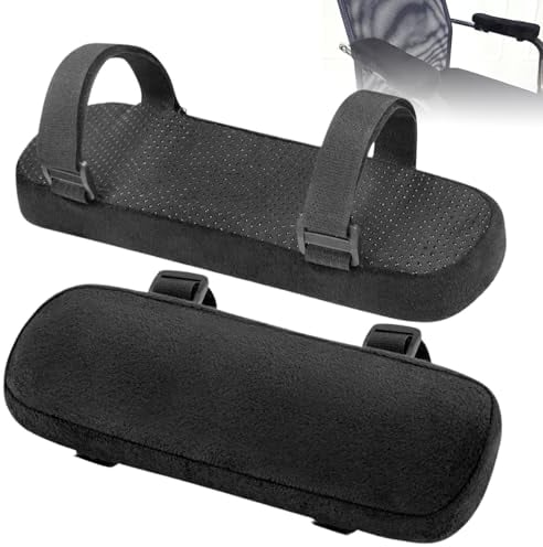 WAVATA 2 Stück Armlehnen Polster für Bürostuhl, Armlehne Pads Ergonomische, Stuhl Armlehnenpolster, Bürostuhl Armlehnenbezug, für Schreibtischstuhl Gaming Stuhl Rollstuhl (Schwarz)