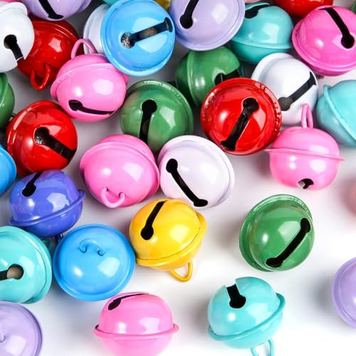RUBY 40 Pezzi Campanellini, 22mm Campanellini Sonagli Piccoli, Mini Campane Natalizi Colorate Metallo Campanellini per Fai Da Te Decora Natalizie e Festa, Collare di Gatto Cane, Accessori Art Craft