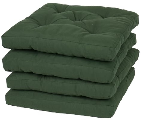 Viste tu hogar Pack 4 Cojines para Silla, 45x45x5 CM, Efecto Tridimensional, Relleno de 100% Poliéster, Ideal para Comedor, Terraza, Sala y Restaurante, Color Militar, Fabricado en España