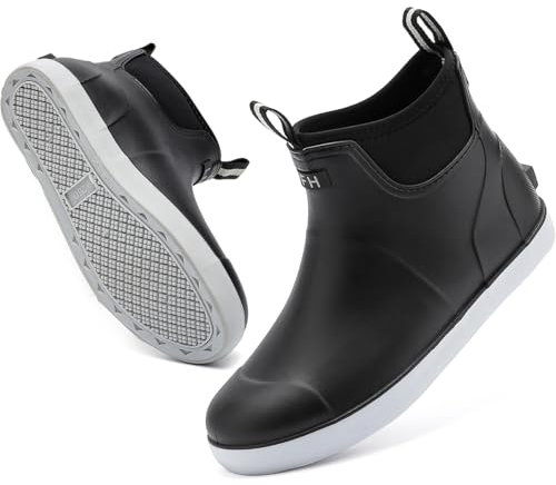 Stivali da Ponte da Uomo con Fodera Peluche, Stivali da Pesca Alla Caviglia in Gomma per Uomo, Stivali Invernali Caldi Antiscivolo, Stivali da Neve Impermeabili per Giardinaggio